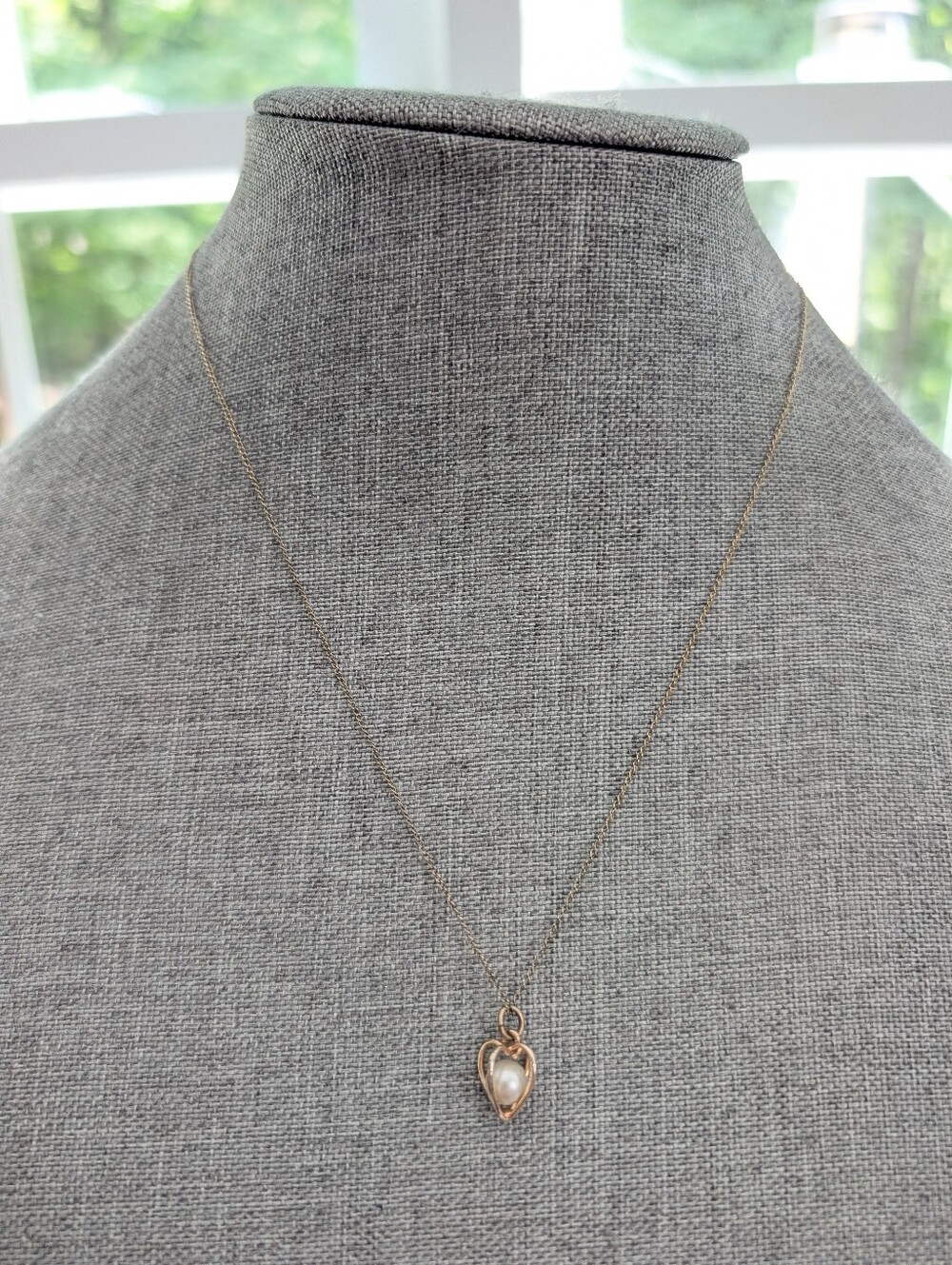 Vintage Dainty Feminine Gold Tone Caged Faux Pearl Mini Pendant Elegant Necklace